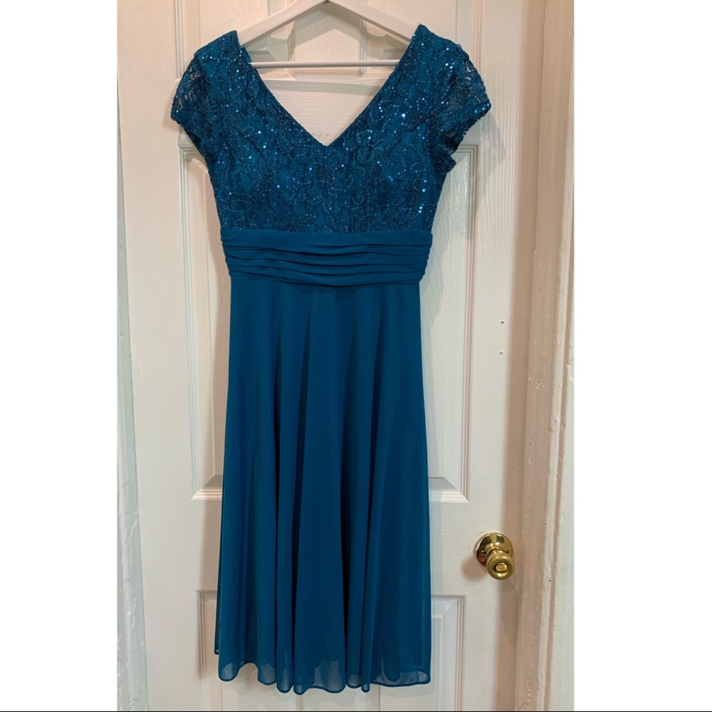 Fanny Fashion cocktail dress , size Small , Aqua color
